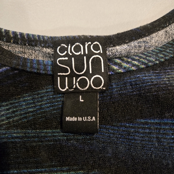 CLARA SUNWOO Blue and Black Patterned Blouse (4c28) - Picture 3 of 3